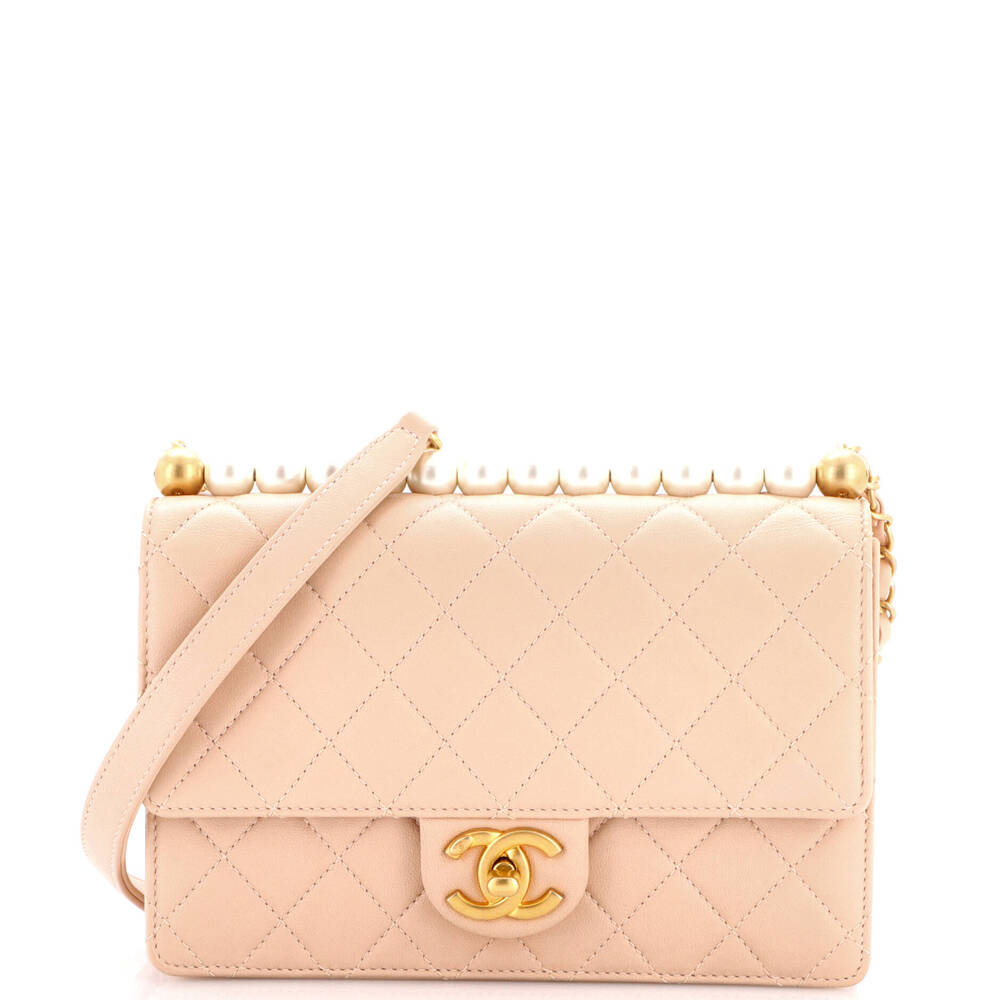 Chanel Small Chic Pearls Flap Bag Quilted Lambskin